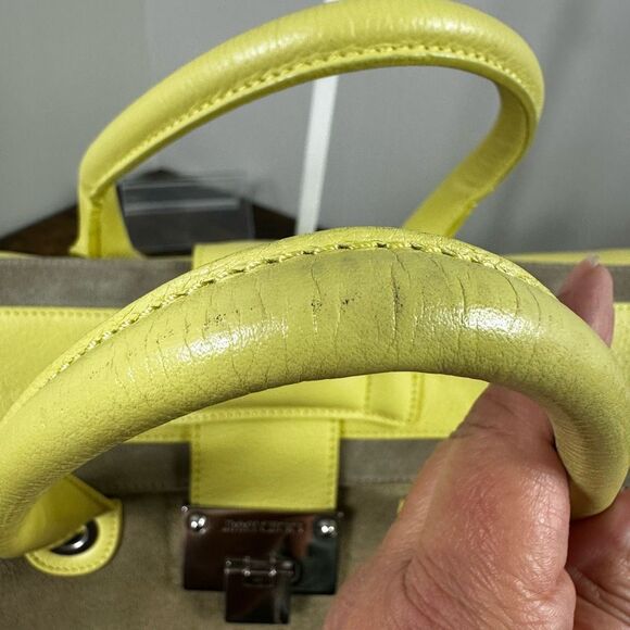 Jimmy Choo Rosalie Satchel 2-Way Bag Suede Leather Beige Yellow - Picture 6 of 16